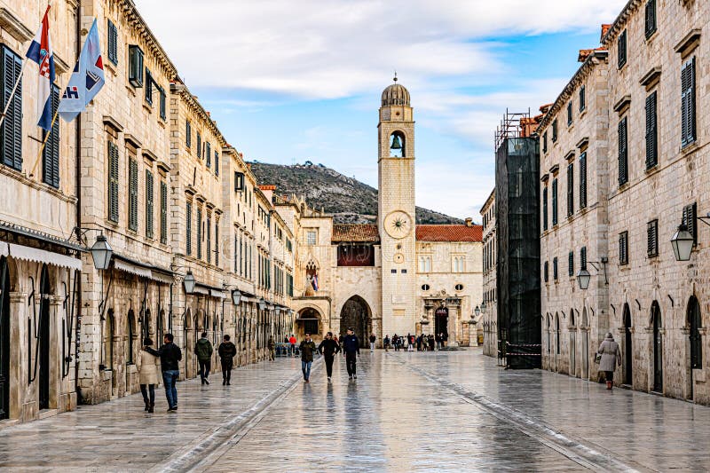 The gleaming limestone surface of the Stradun main street